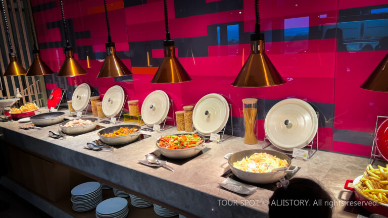 The hotel's breakfast is set up