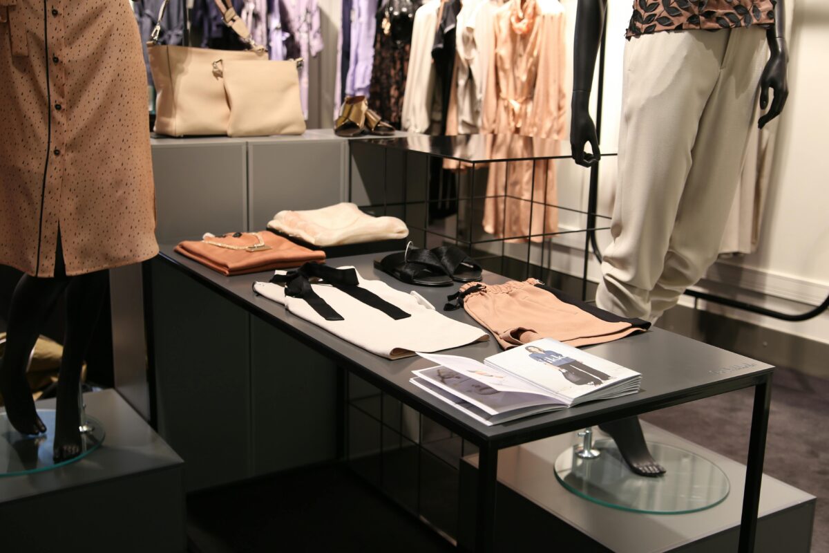 the display of clothes from a clothing store