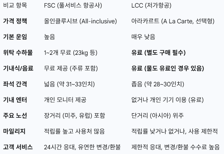 Comparison Table of the Characteristics of Low-Cost and Large Airlines